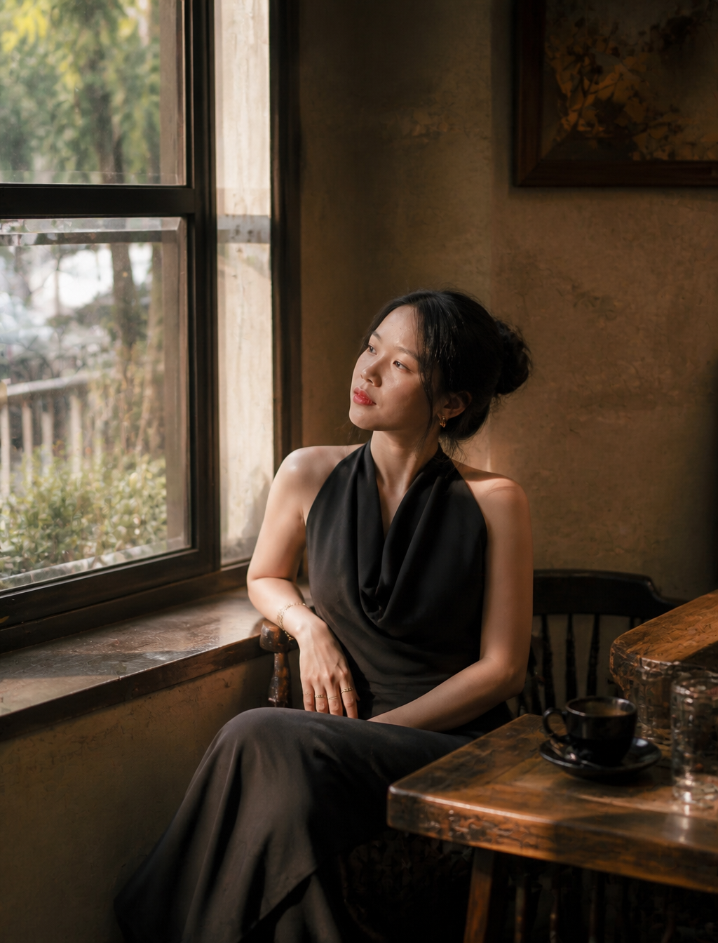 Ultra-realistic cinematic fashion photography of a beauti...