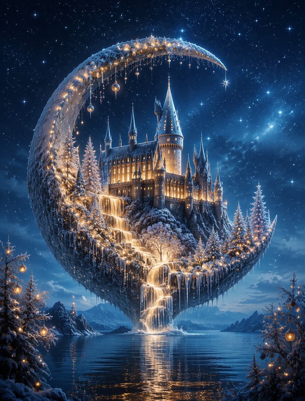 A surreal, fantasy digital painting depicting a glowing, ...