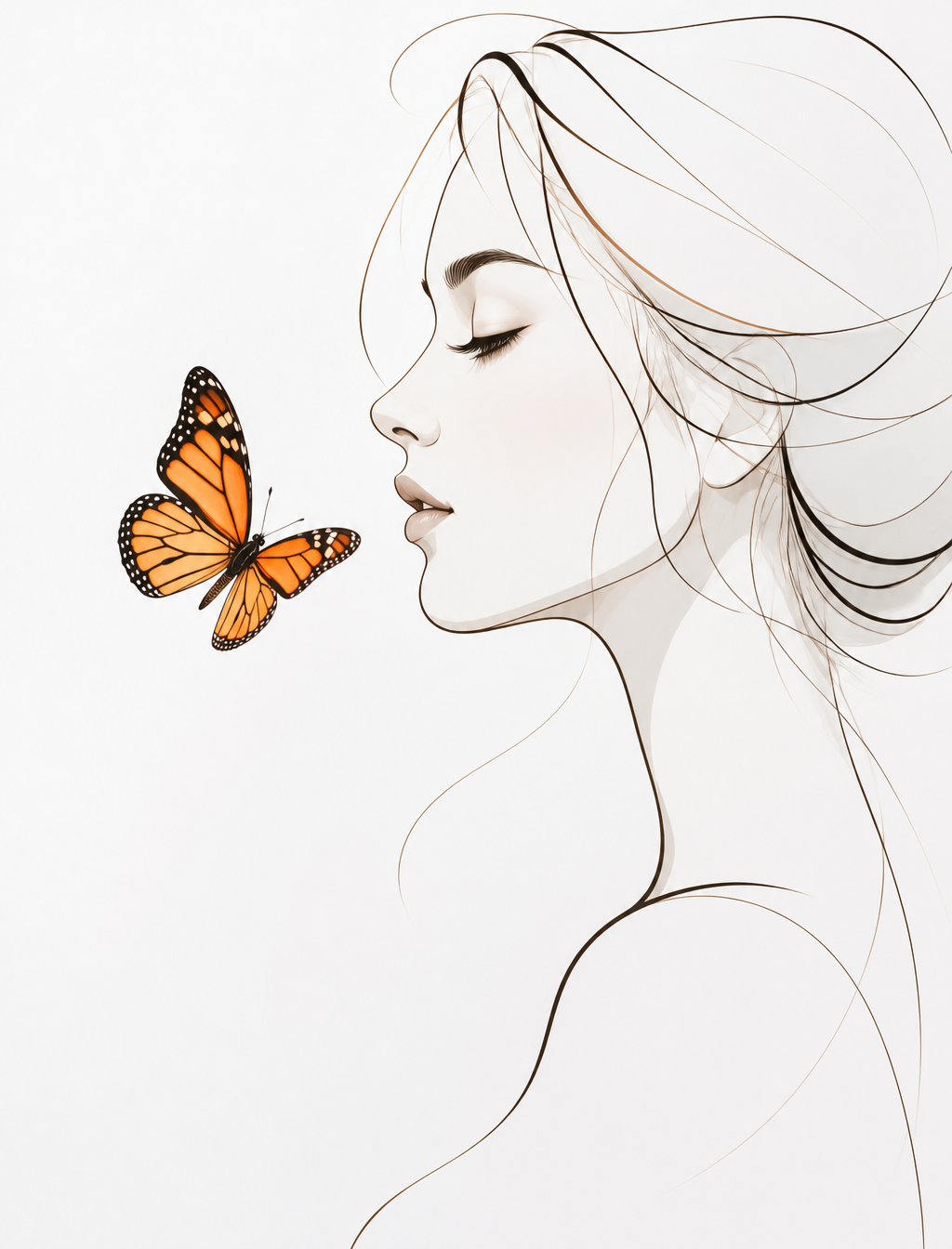 An elegant, minimalist composition featuring a single ora...