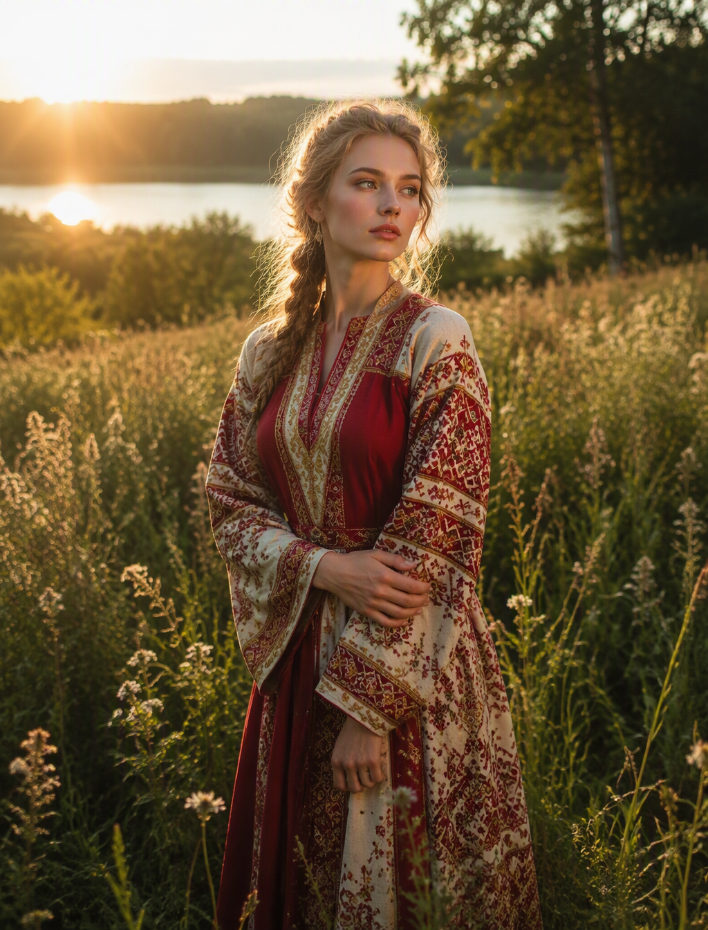 A captivating photograph of a woman adorned in a stunning...