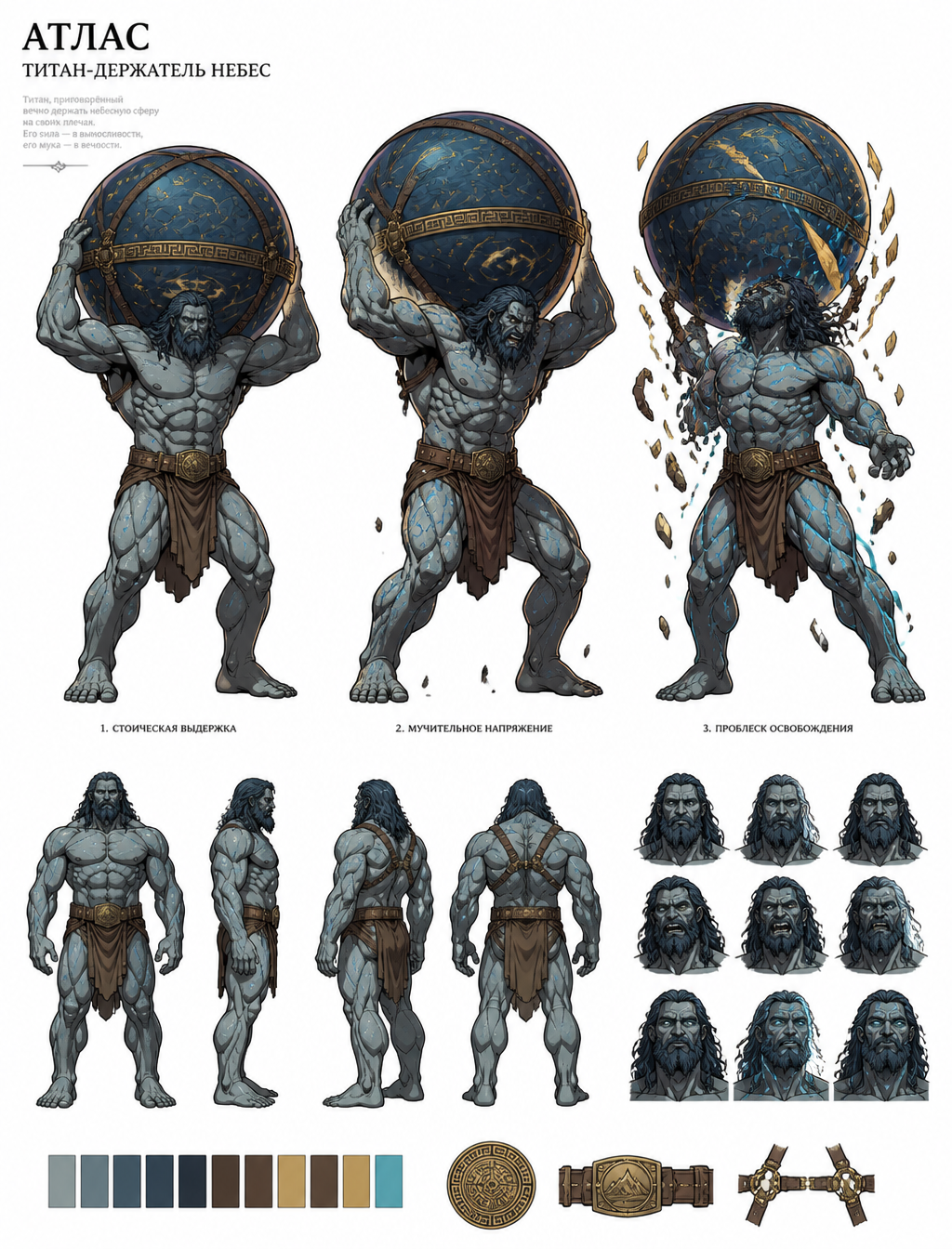 Full body editorial character reference sheet, clean whit...
