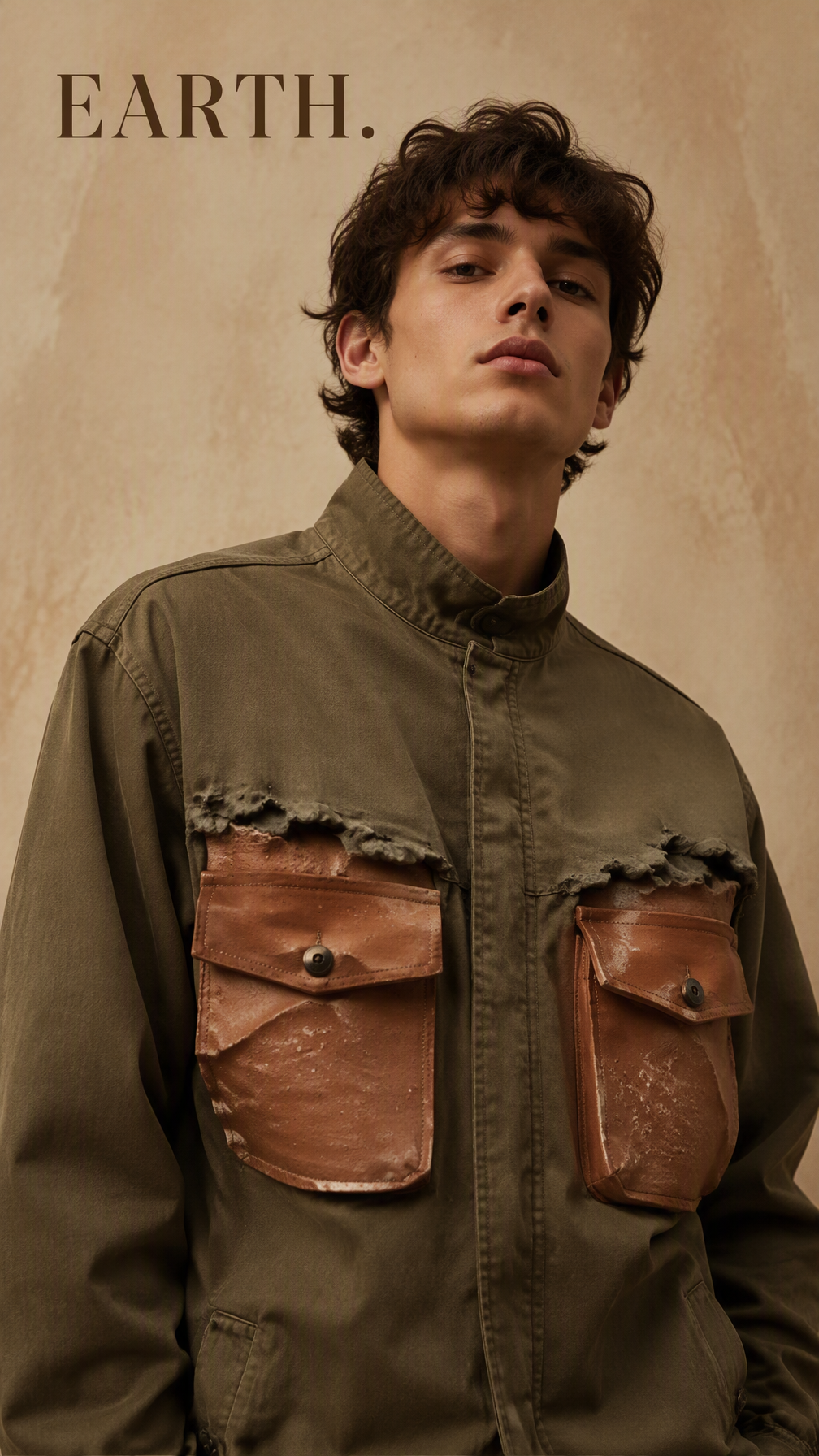 Create a premium 9:16 conceptual fashion portrait of a yo...