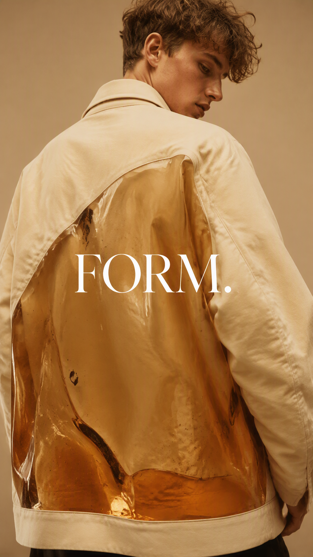Create a premium 9:16 experimental fashion portrait of a ...