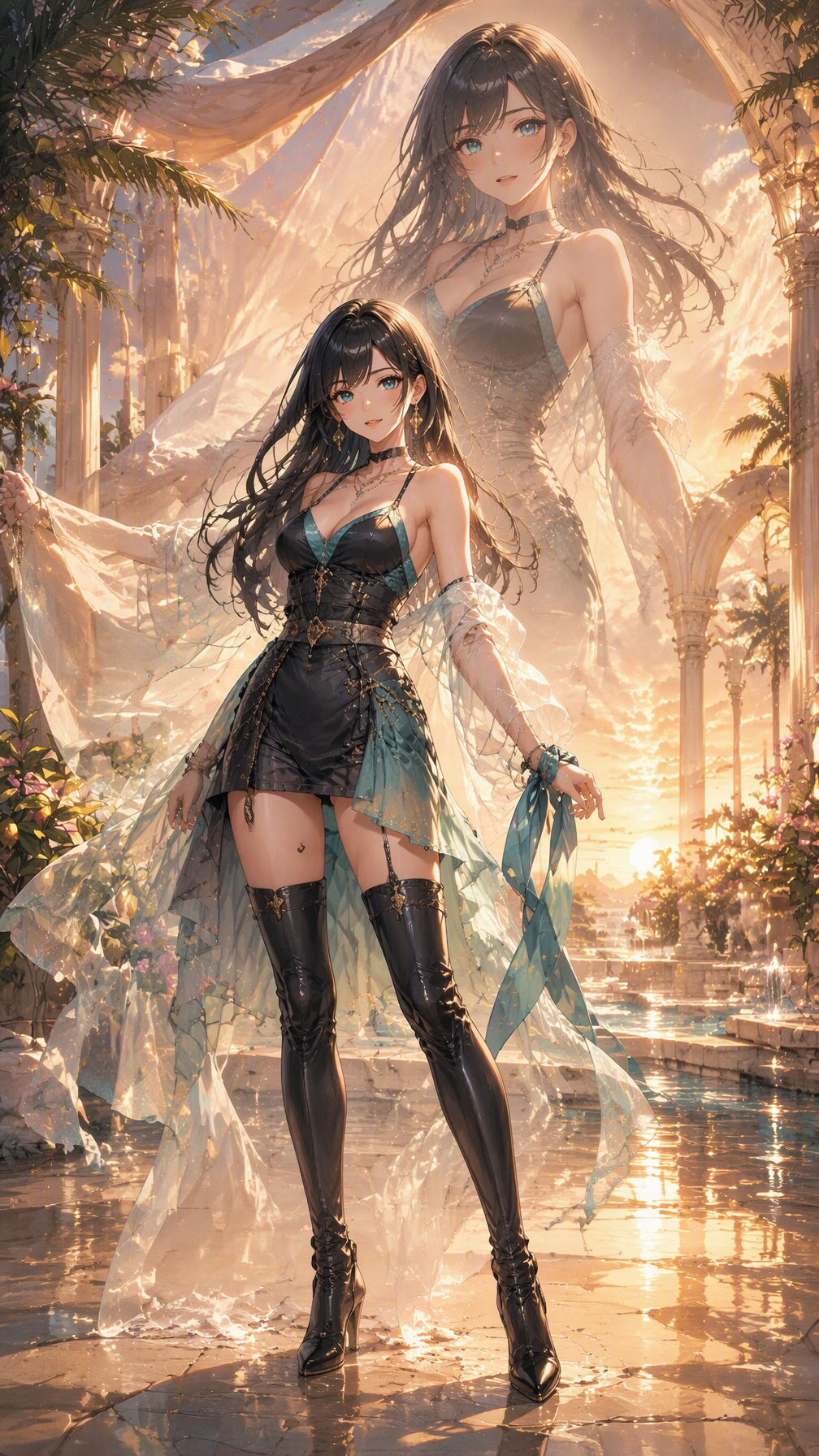a vertical 9:16 premium anime game key visual with no rea...