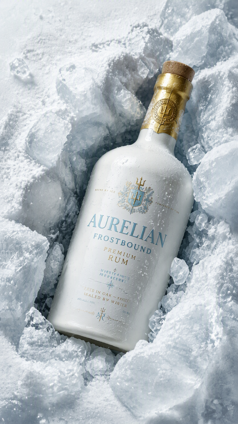 Create an ultra-premium frozen spirits advertising poster...