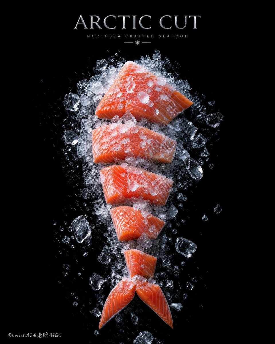 Create an ultra-premium seafood advertising poster in a h...