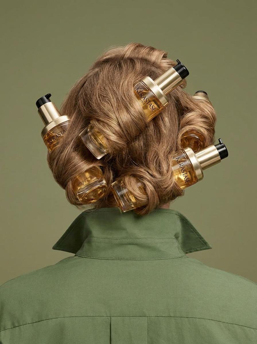 Studio product photo shot from behind of a person with li...