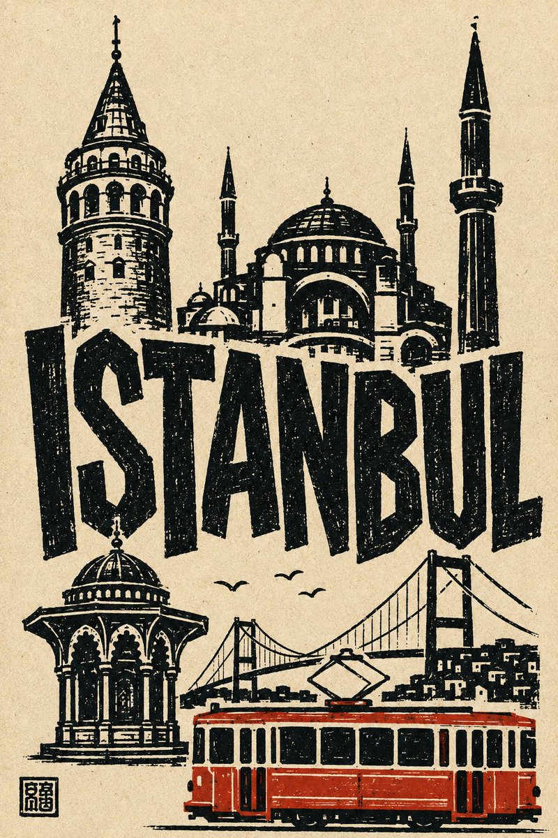 Create a bold hand-cut linocut / papercut travel poster o... - alternate
