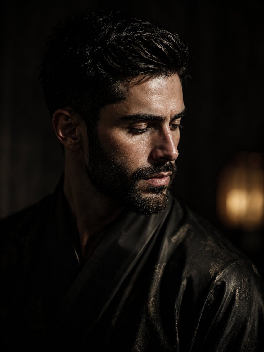 Cinematic chiaroscuro portrait of a man use image for fac...