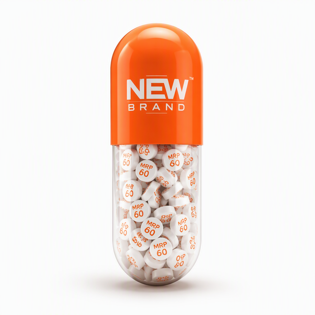 Create a minimal poster. A large capsule pill centered in...