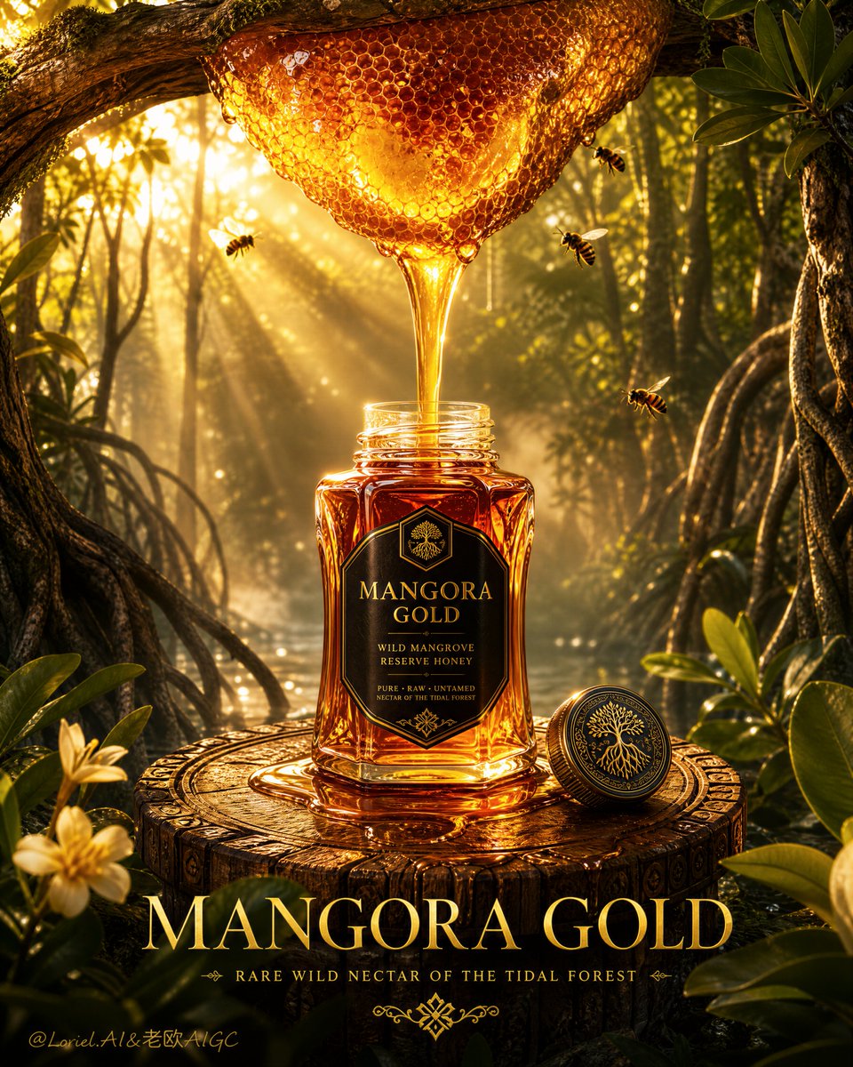 Create an ultra-premium flagship honey advertising poster... - alternate