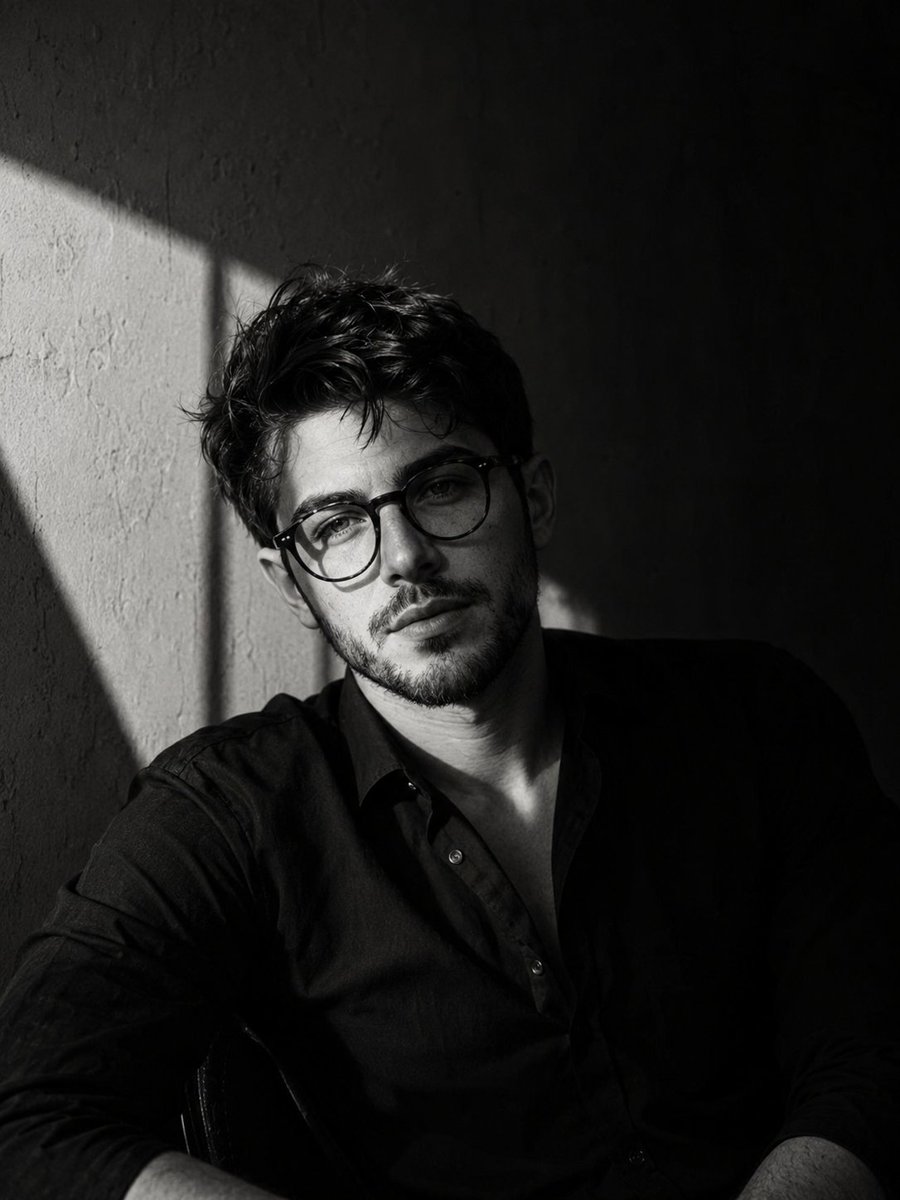 Ultra-realistic cinematic black-and-white portrait of a h...