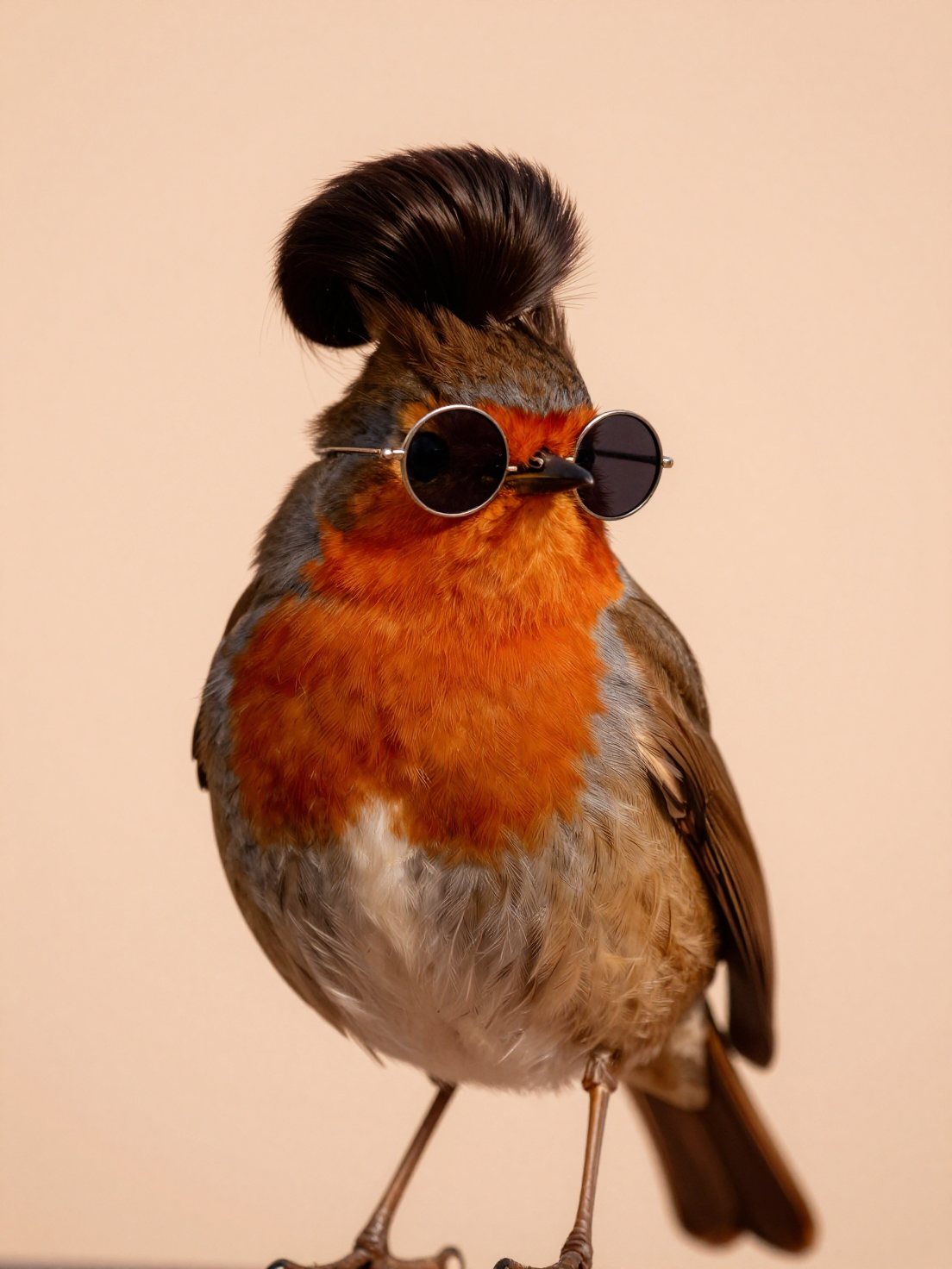 "A photograph capturing a charming robin perched delicate...