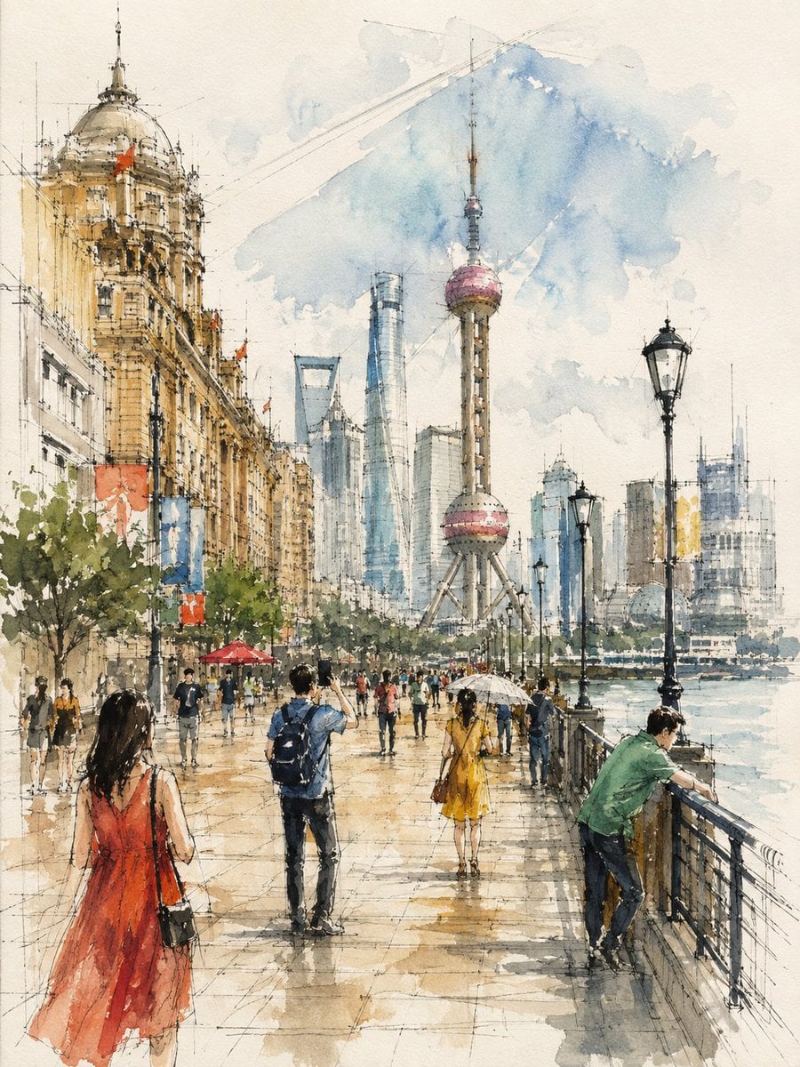 Loose watercolor and pen sketch inside [Location Subject]... - alternate