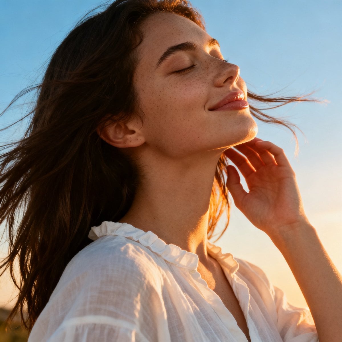 Ultra-realistic golden hour close-up portrait of a young ... - alternate