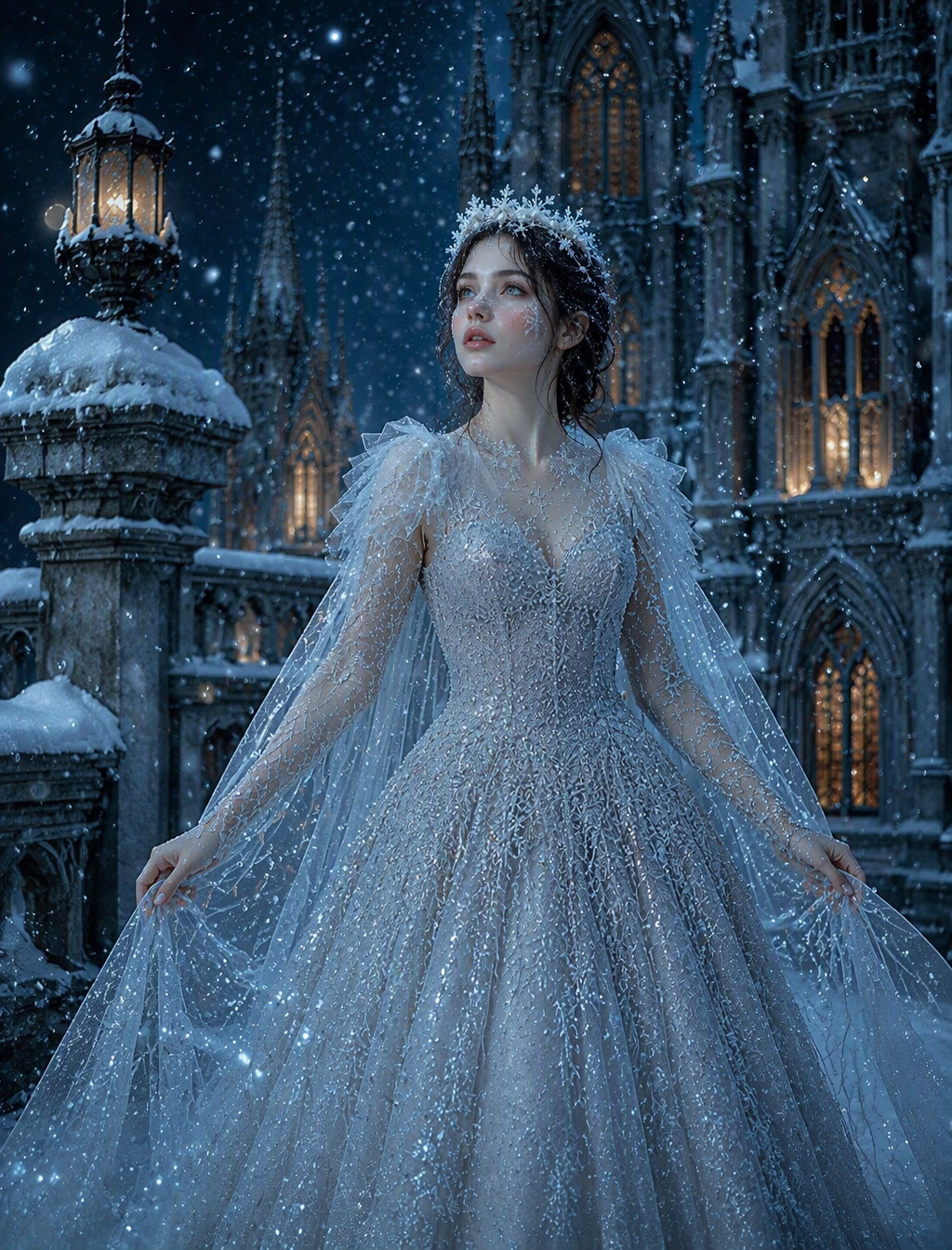 A detailed cinematic portrait of [image1] a beautiful you...
