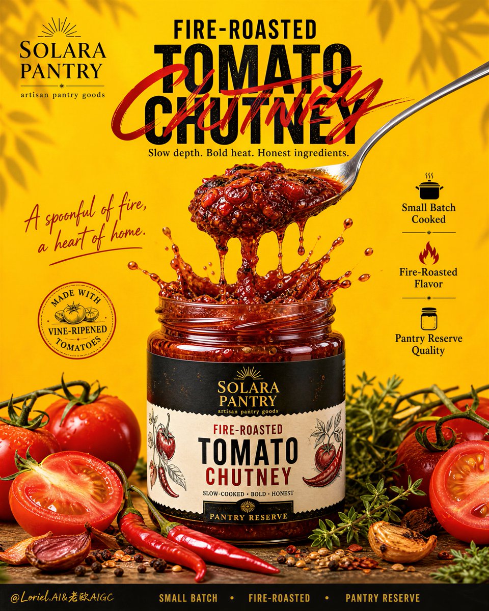 Create a high-impact premium packaged-food advertising po...