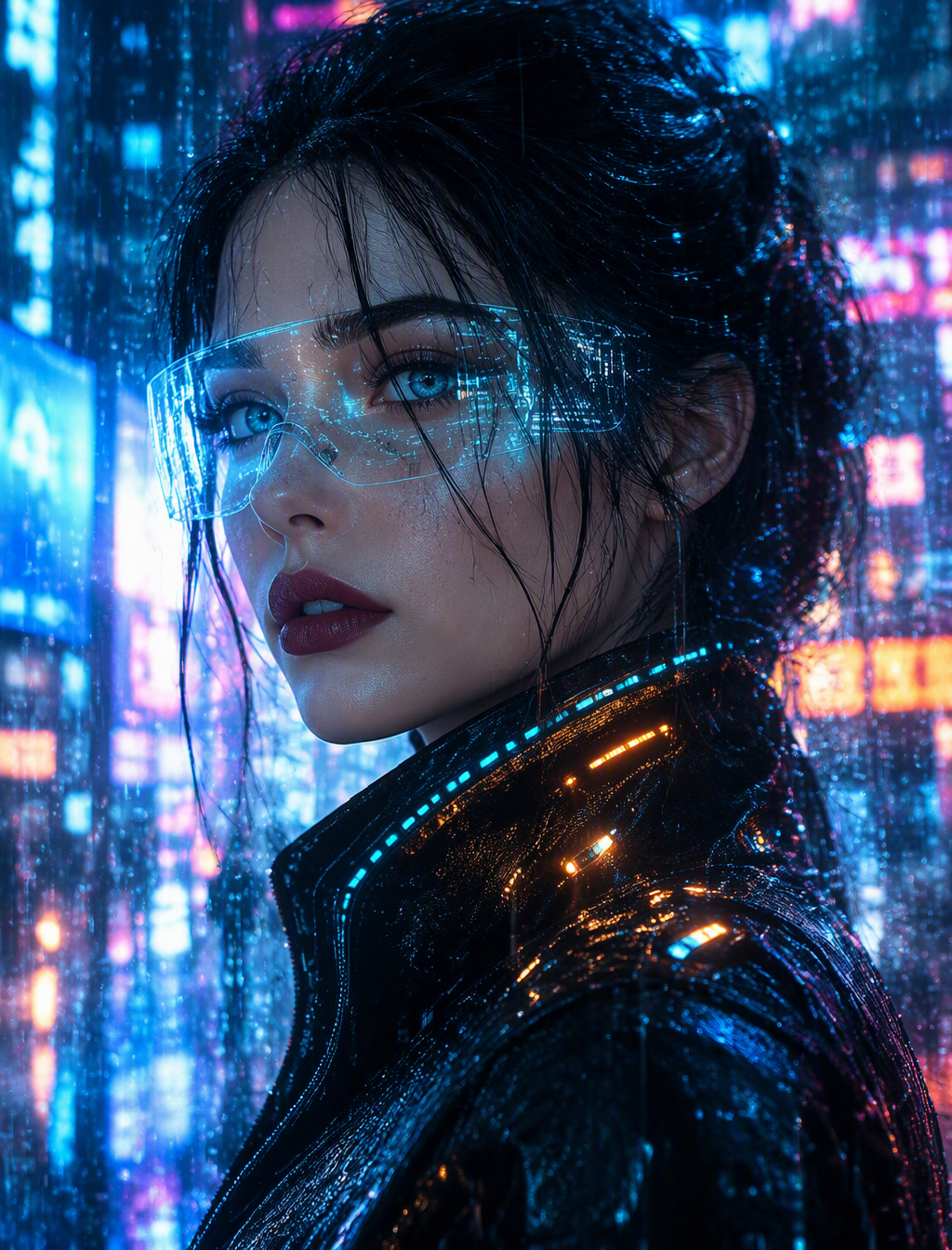 A striking, hyper-realistic digital portrait with a stron...