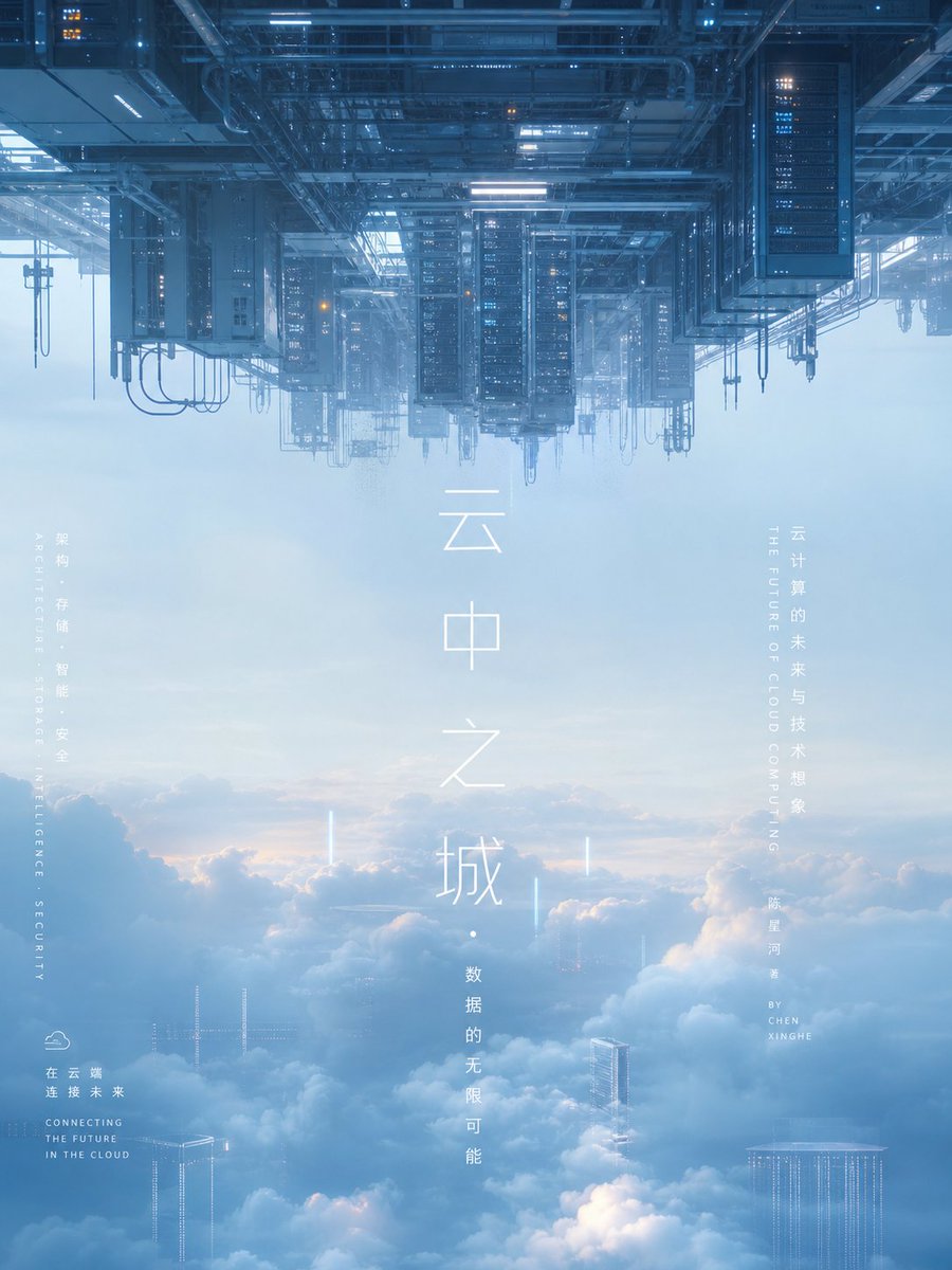 围绕[主题对象]生成冷静而带反重力感的书封或海报视觉：主题派生的环境剪影整体倒置压在上缘，边缘保留硬质结构、细小管...