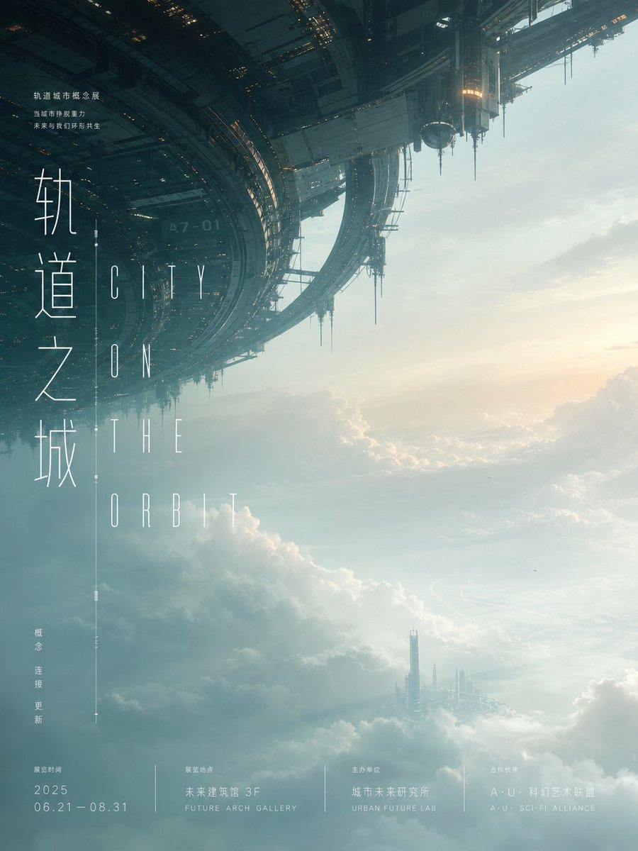 围绕[主题对象]生成冷静而带反重力感的书封或海报视觉：主题派生的环境剪影整体倒置压在上缘，边缘保留硬质结构、细小管... - alternate