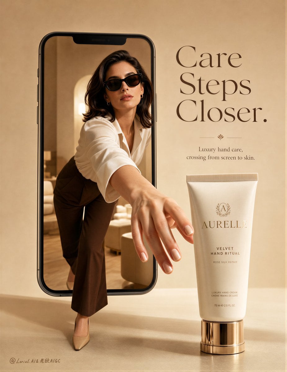 Create an ultra-premium beauty advertising poster for an ...