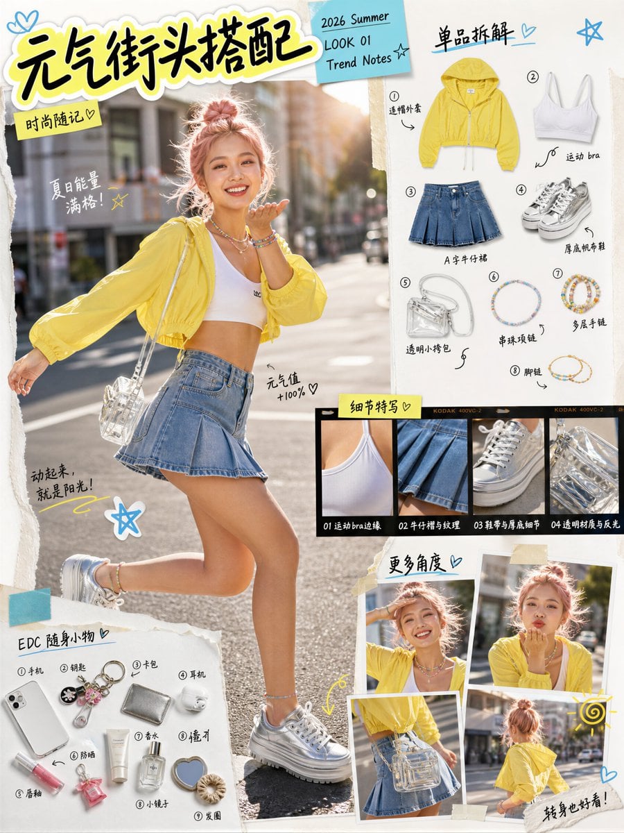 竖版 3:4 写实“街拍杂志感穿搭拆解版面（fashion editorial outfit breakdown ... - alternate