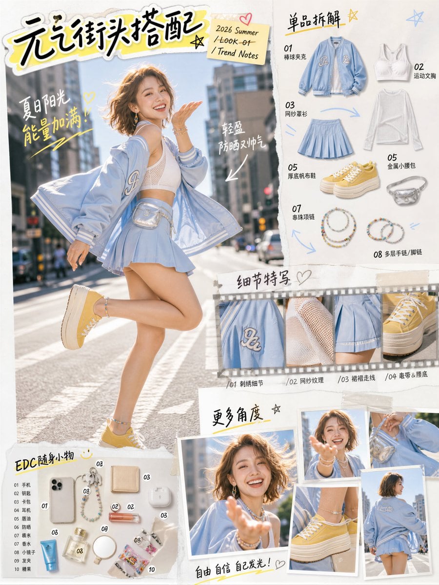 竖版 3:4 写实“街拍杂志感穿搭拆解版面（fashion editorial outfit breakdown ... - alternate