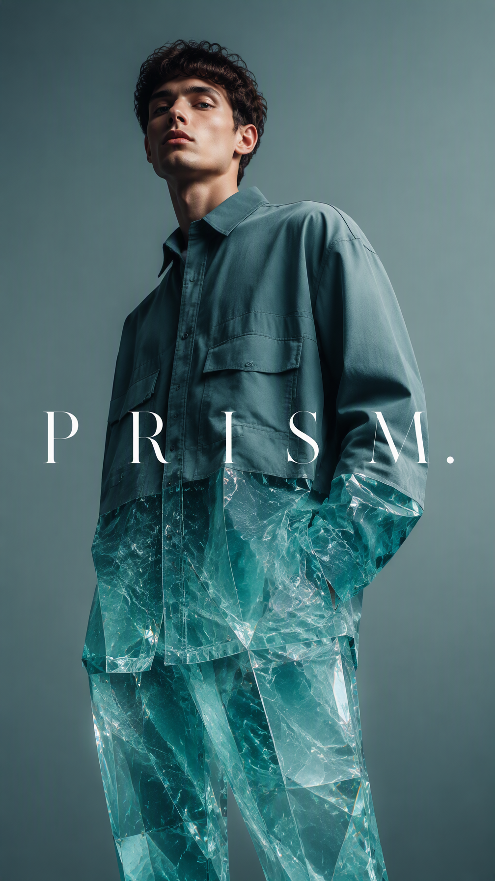 Create a premium 9:16 luxury fashion portrait of a young ...
