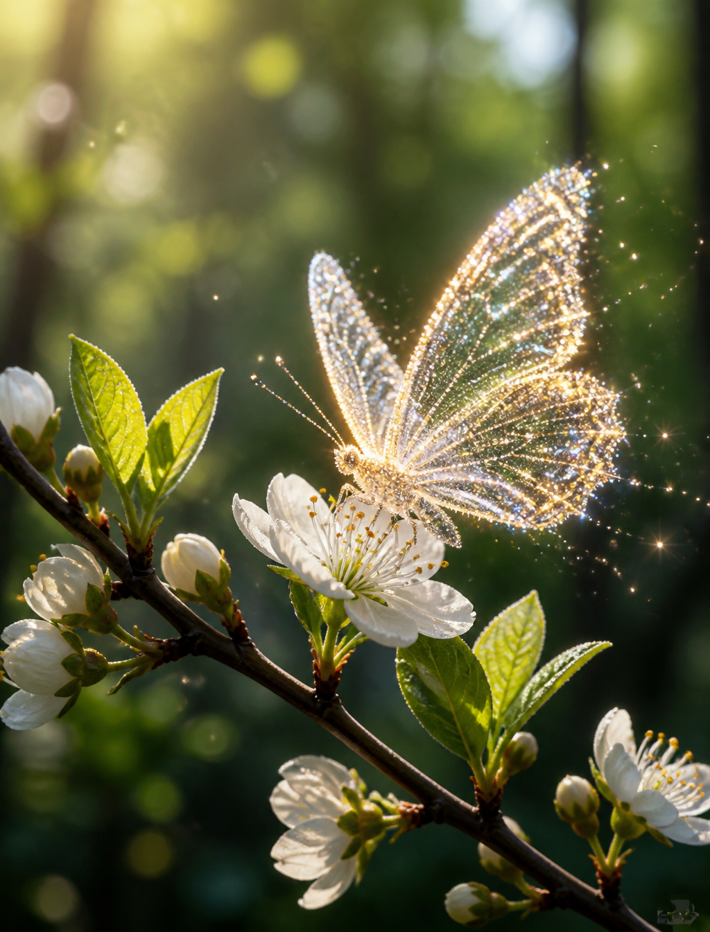 A close-up shot of a beautiful budding branch with a spar...