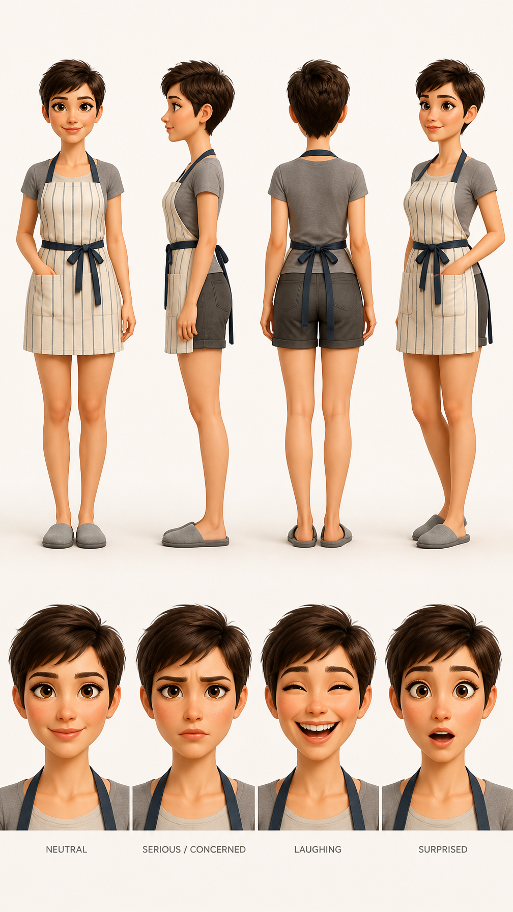 ПРОМПТCharacter design sheet of a warm young mother in a ...
