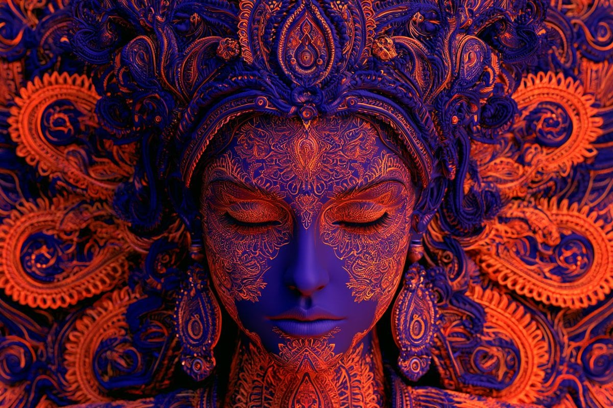 A Psychedelic Paisley Swirl portrayal of [Subject], with ... - alternate
