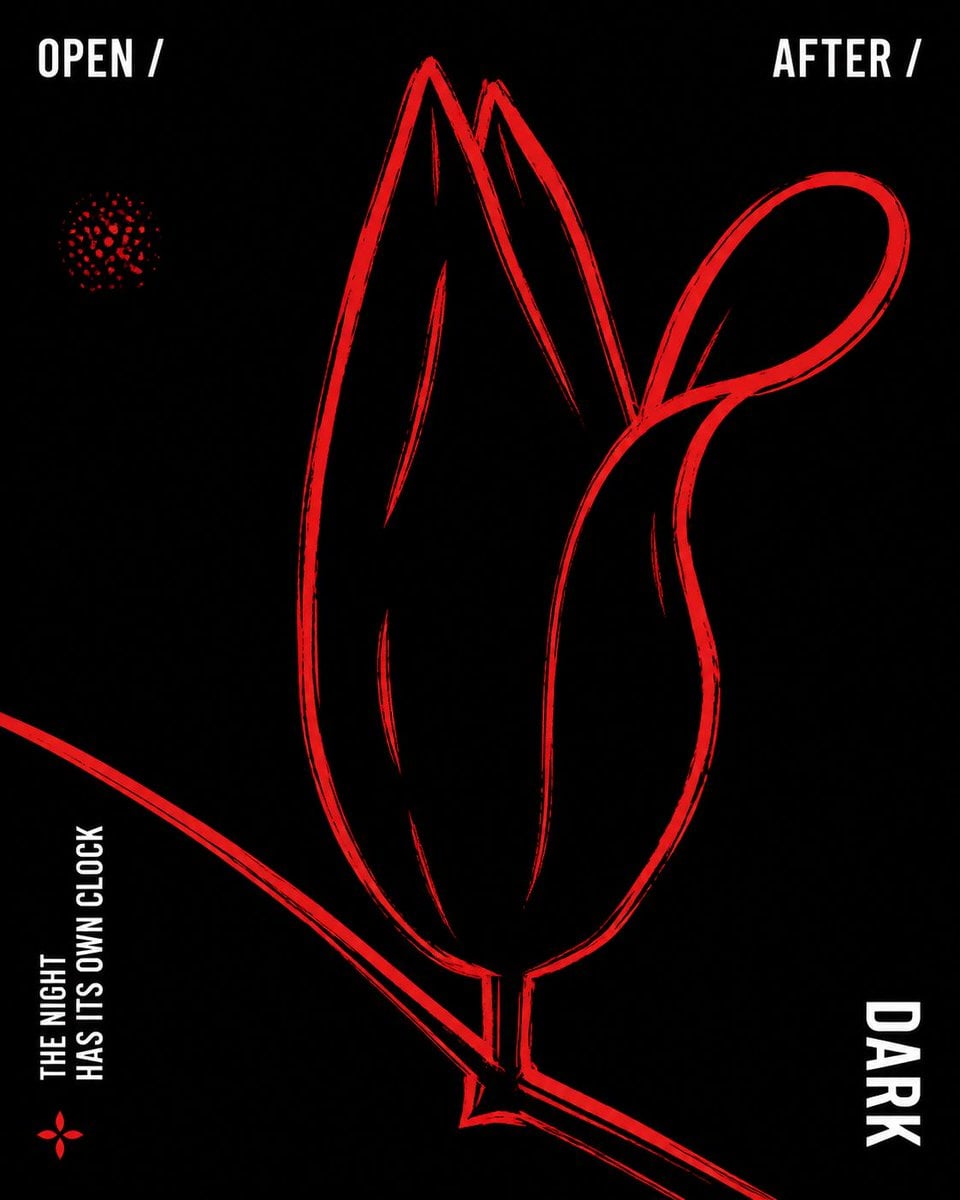 pure black field. Signal red and white. Nothing else exists. - alternate
