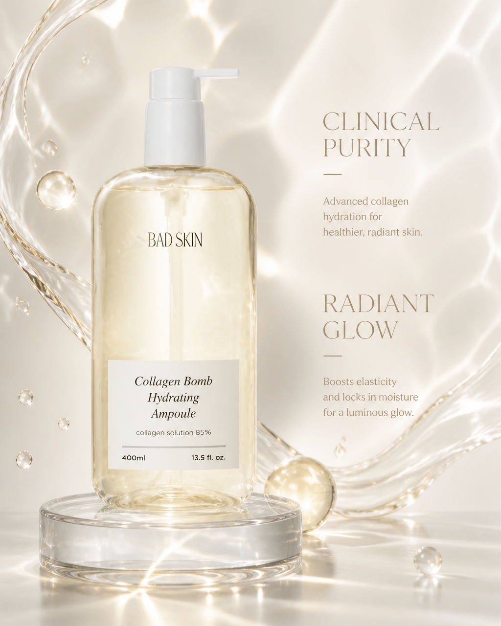 (Luxury clinical skincare advertisement), (minimalist whi...