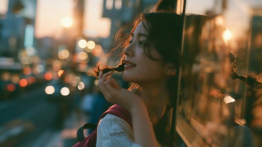 Create a cinematic, nostalgic golden-hour portrait of a y... - alternate