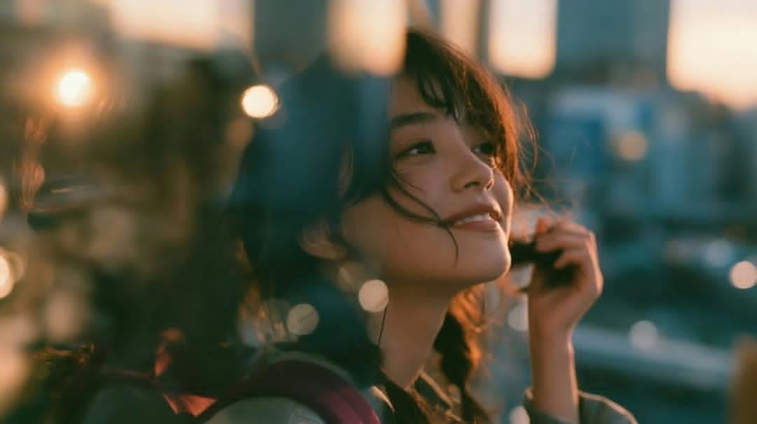 Create a cinematic, nostalgic golden-hour portrait of a y... - alternate