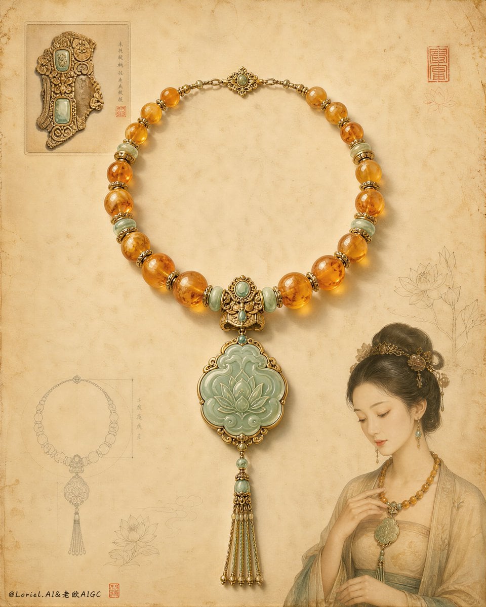 Create an ultra-premium jewelry archive poster that merge... - alternate