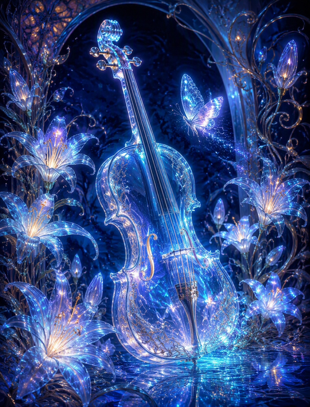 An exquisite digital art piece, featuring a transparent c...