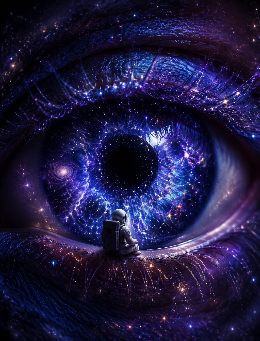 A surreal and captivating image featuring an enormous, hi...