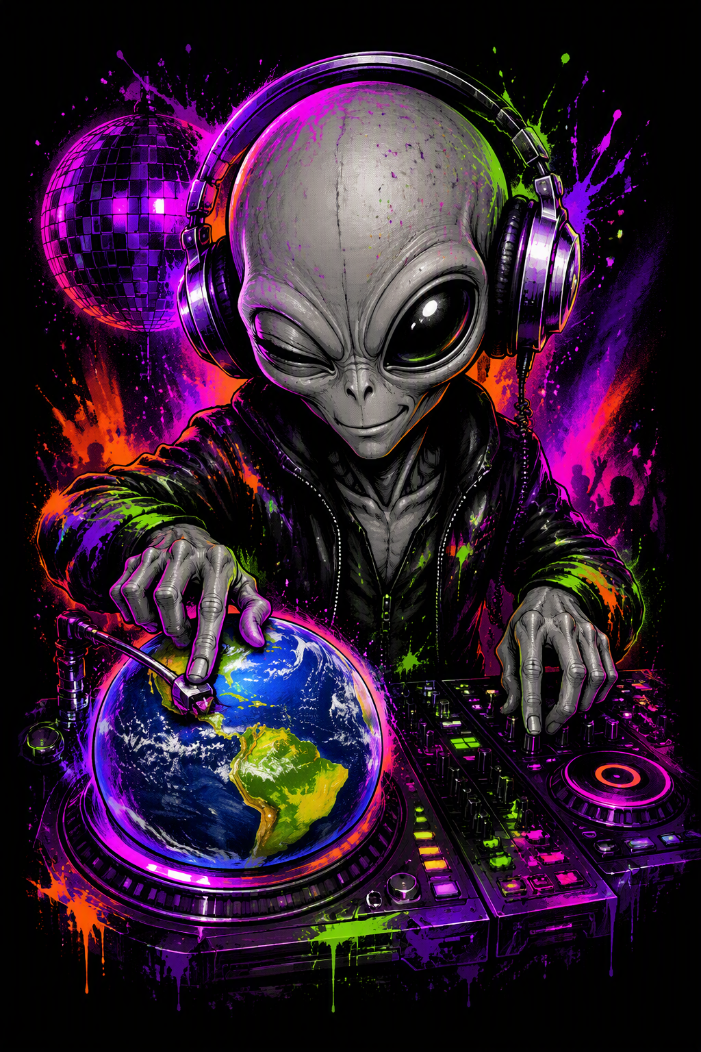 A vertical DTF t-shirt design, centered composition. A st...