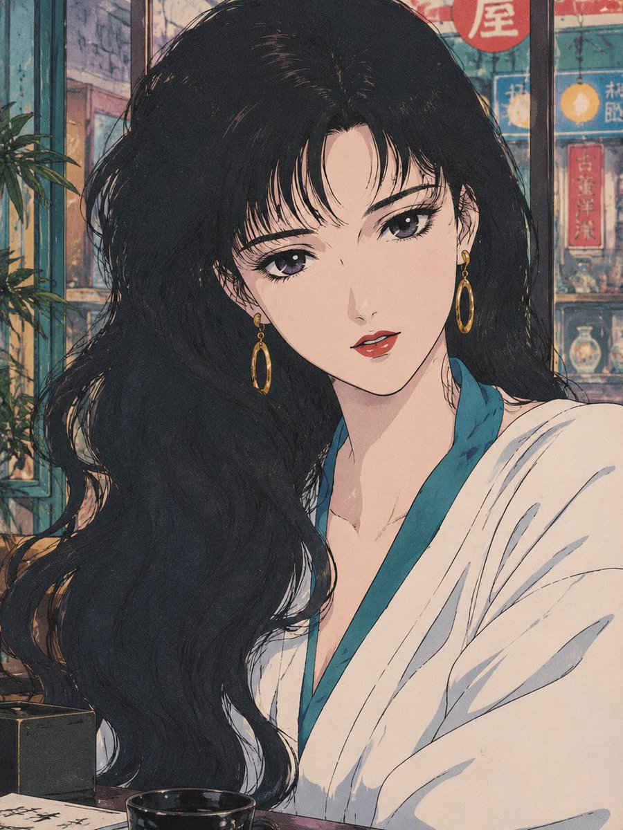 画幅比例:3:4。复古少女漫画彩色插画,接近1980至1990年代传统赛璐璐动画与旧式漫画彩页的优雅梦幻气质;采用...