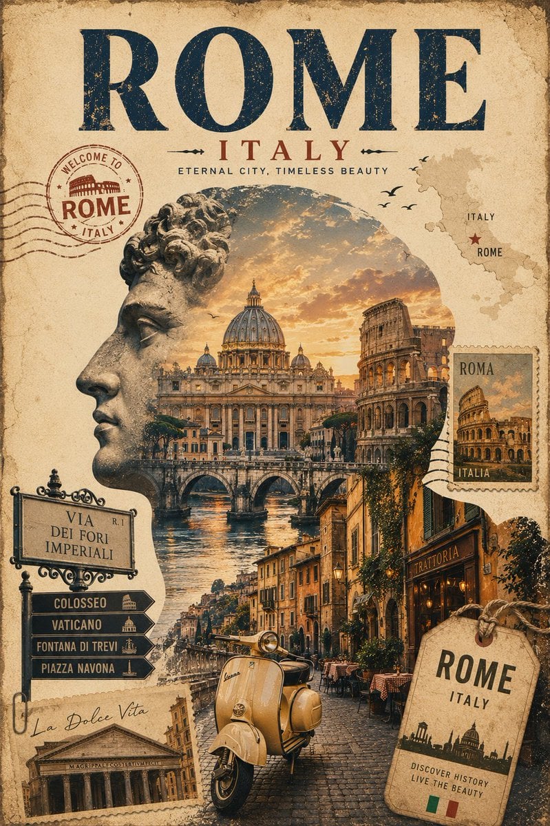 Create a premium vintage editorial travel poster for [Cit... - alternate