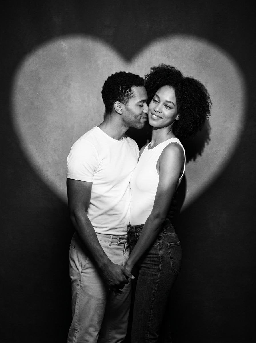 Create a romantic black-and-white studio portrait of a re... - alternate