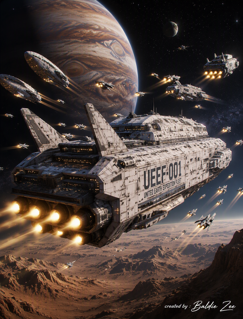 A dynamic, low-angle perspective shot capturing a massive...