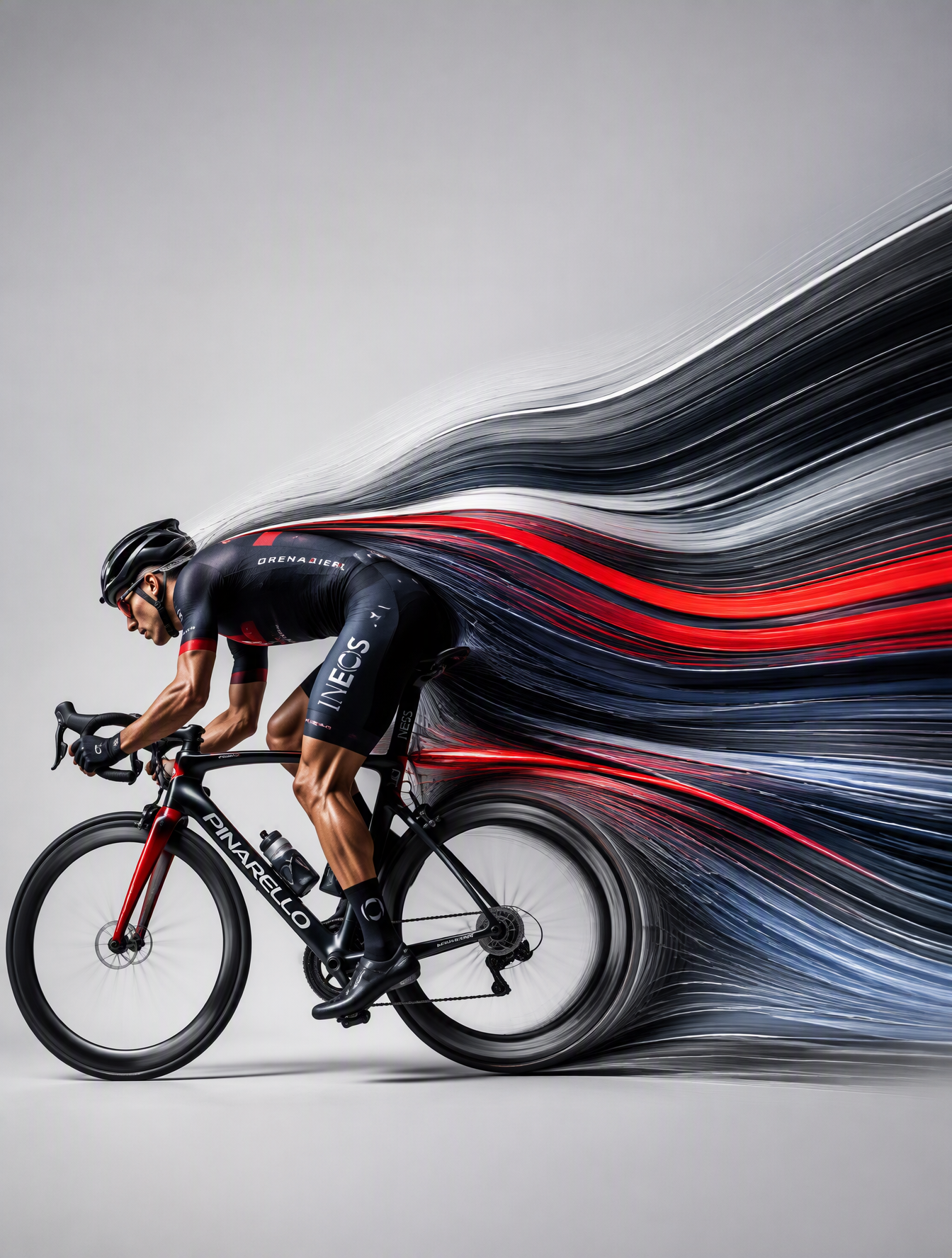 A professional road cyclist in an aggressive aerodynamic ...