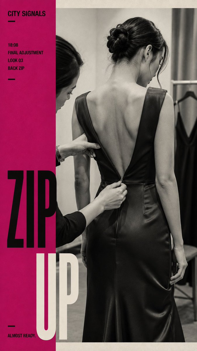 Create a 9:16 fashion editorial poster built around a rea... - alternate