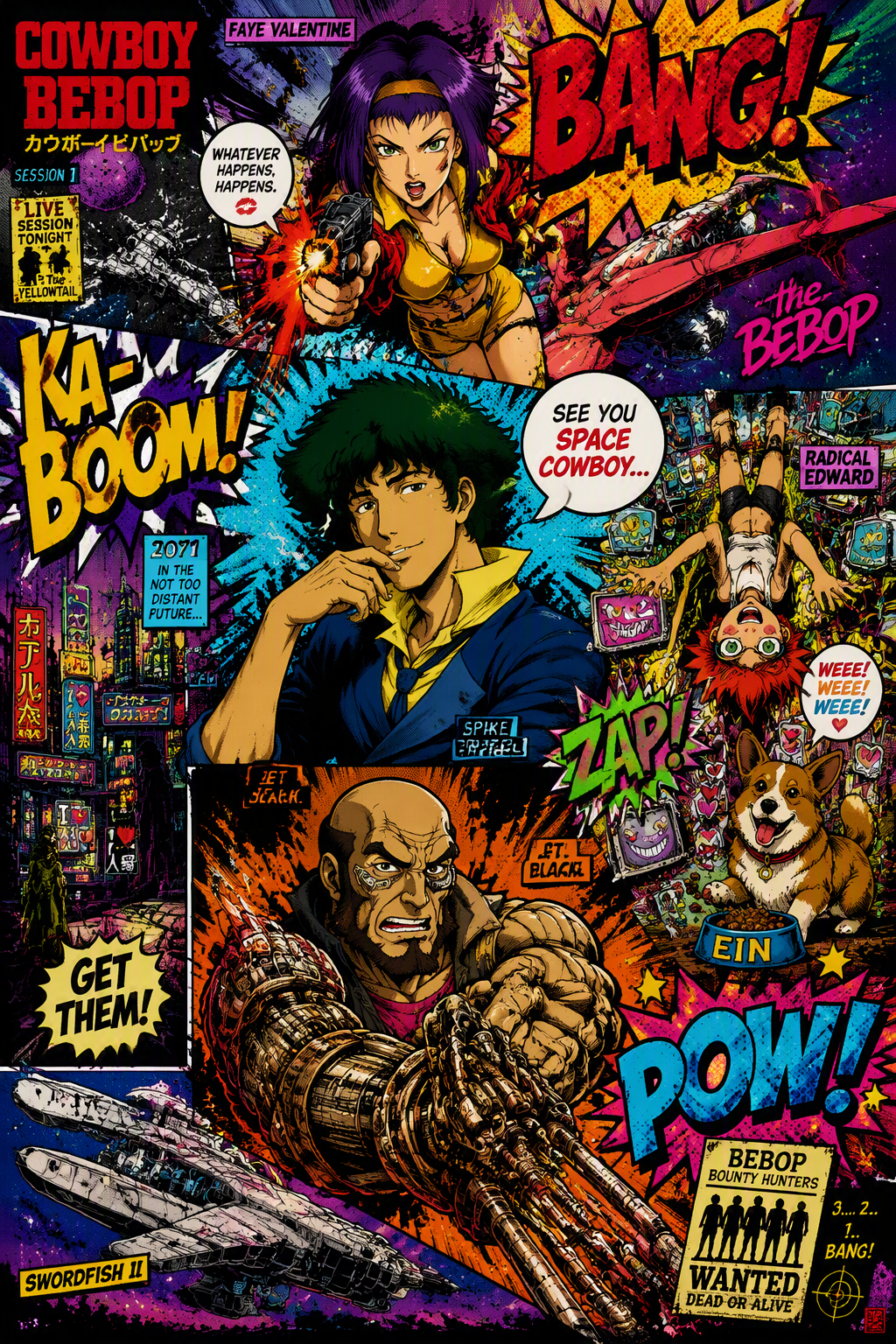 hyper-detailed, dynamic manga pop-art style illustration ...