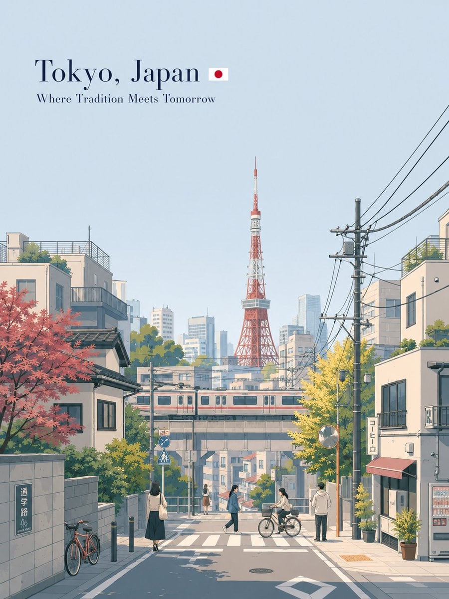 Premium minimalist flat-vector travel poster for [CITY_NA... - alternate
