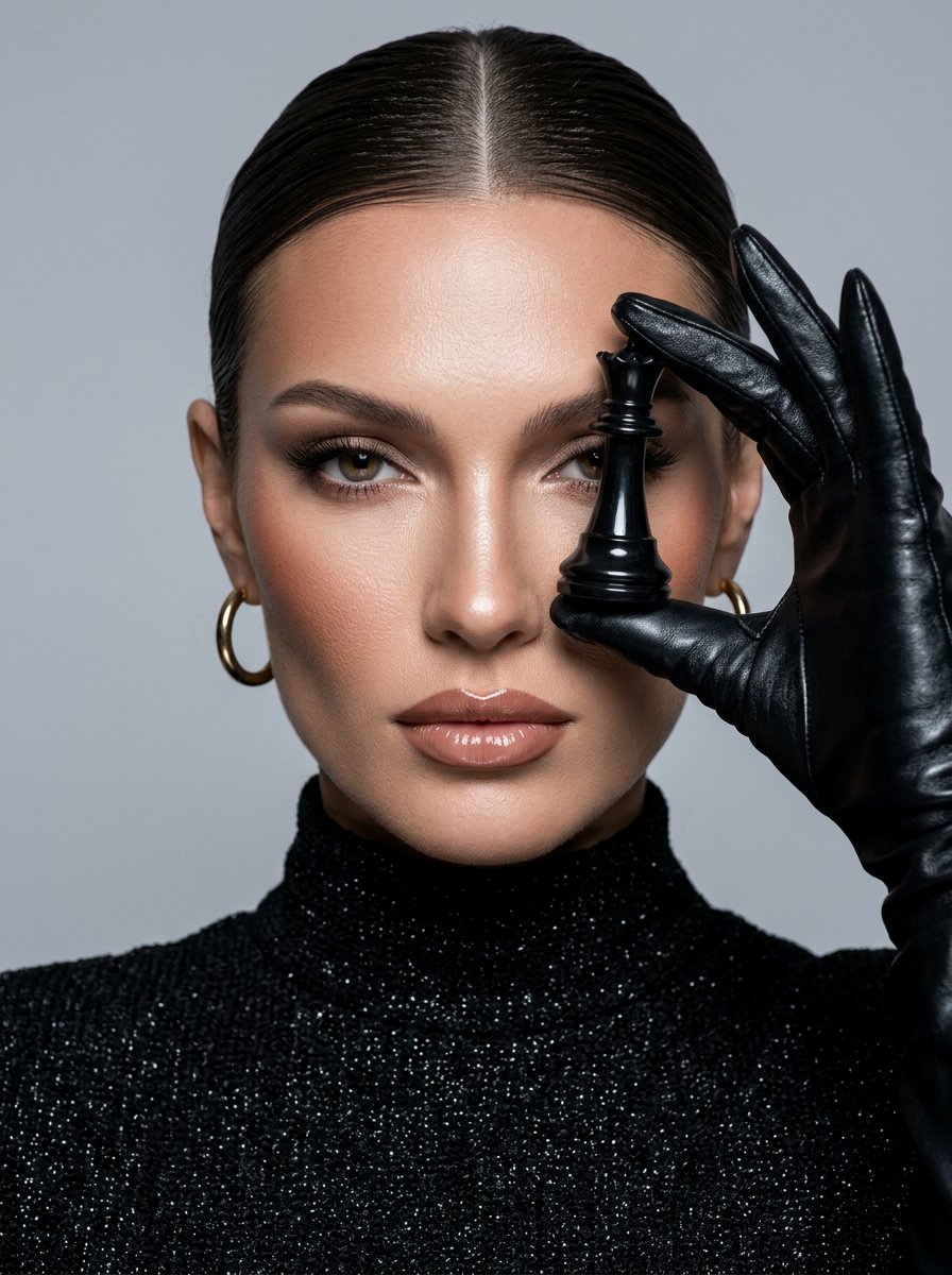 Ultra-realistic high-fashion editorial portrait, vertical... - alternate