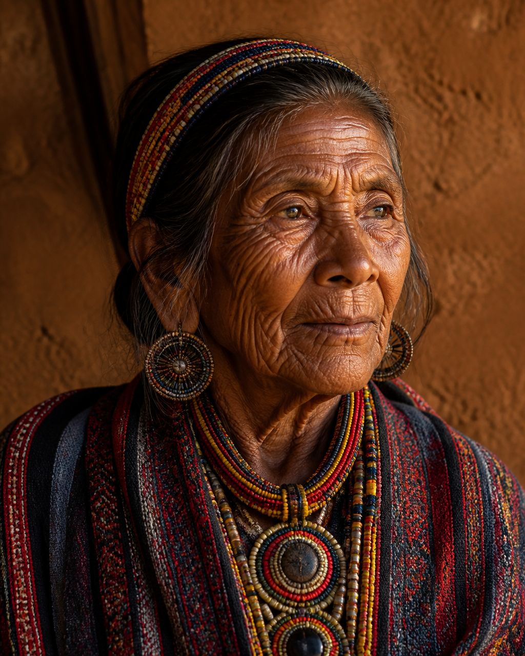 Create an ultra-realistic cinematic portrait of an elderl...