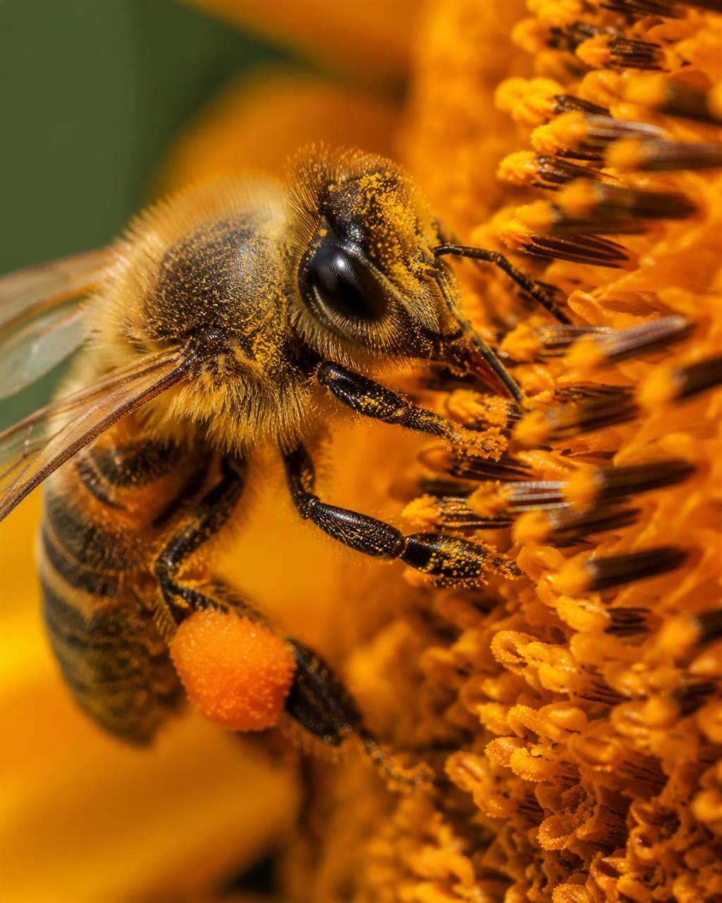 Create a hyper-realistic macro nature photograph of a hon...